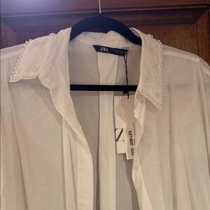 Zara Ivory Shirt with Pearl Details